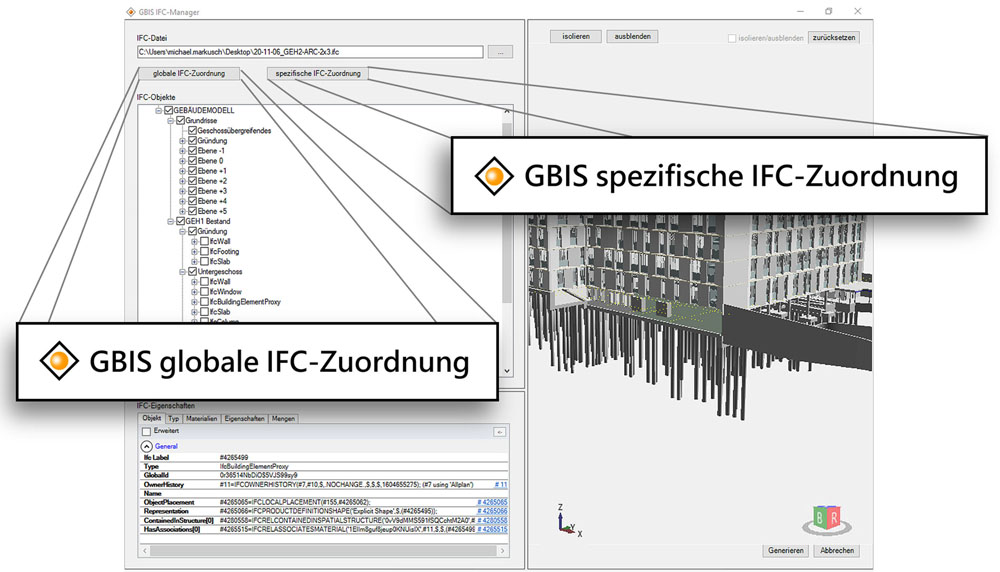Dialog des in Revit integrierten IFC-Managers 