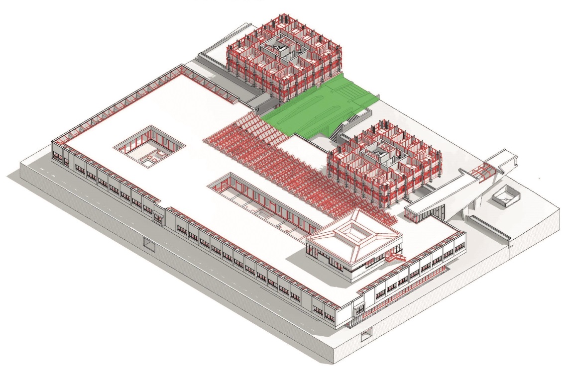 Rathaus Marl, Visualisierung Neubau und Schadenskataster Beton
