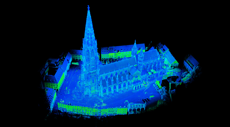 Drohnengestützter 3D-Laserscan des Freiburger Münsters